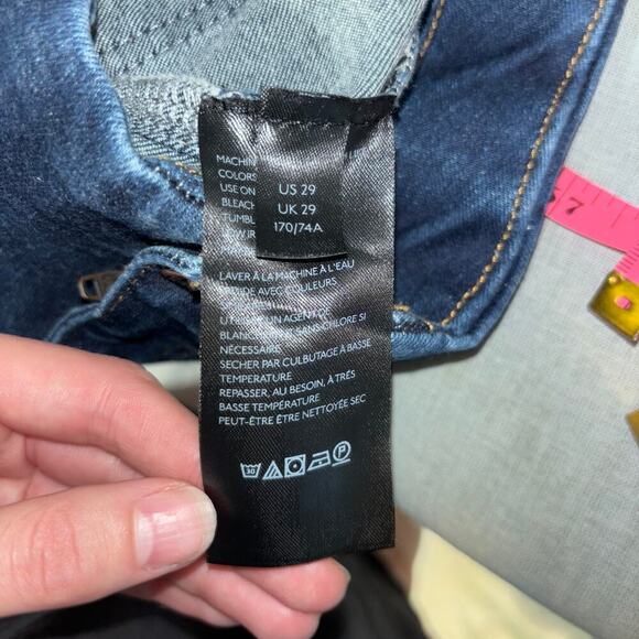 Free People Miles Away High Rise Skinny Jeans |Size 29 Raw Hem Dark Wash Stretch - Picture 12 of 14